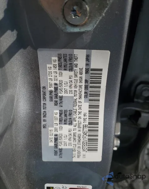 2015 Mazda Cx-9 Grand Touring из США, поврежденный, VIN JM3TB3DV1F0457799